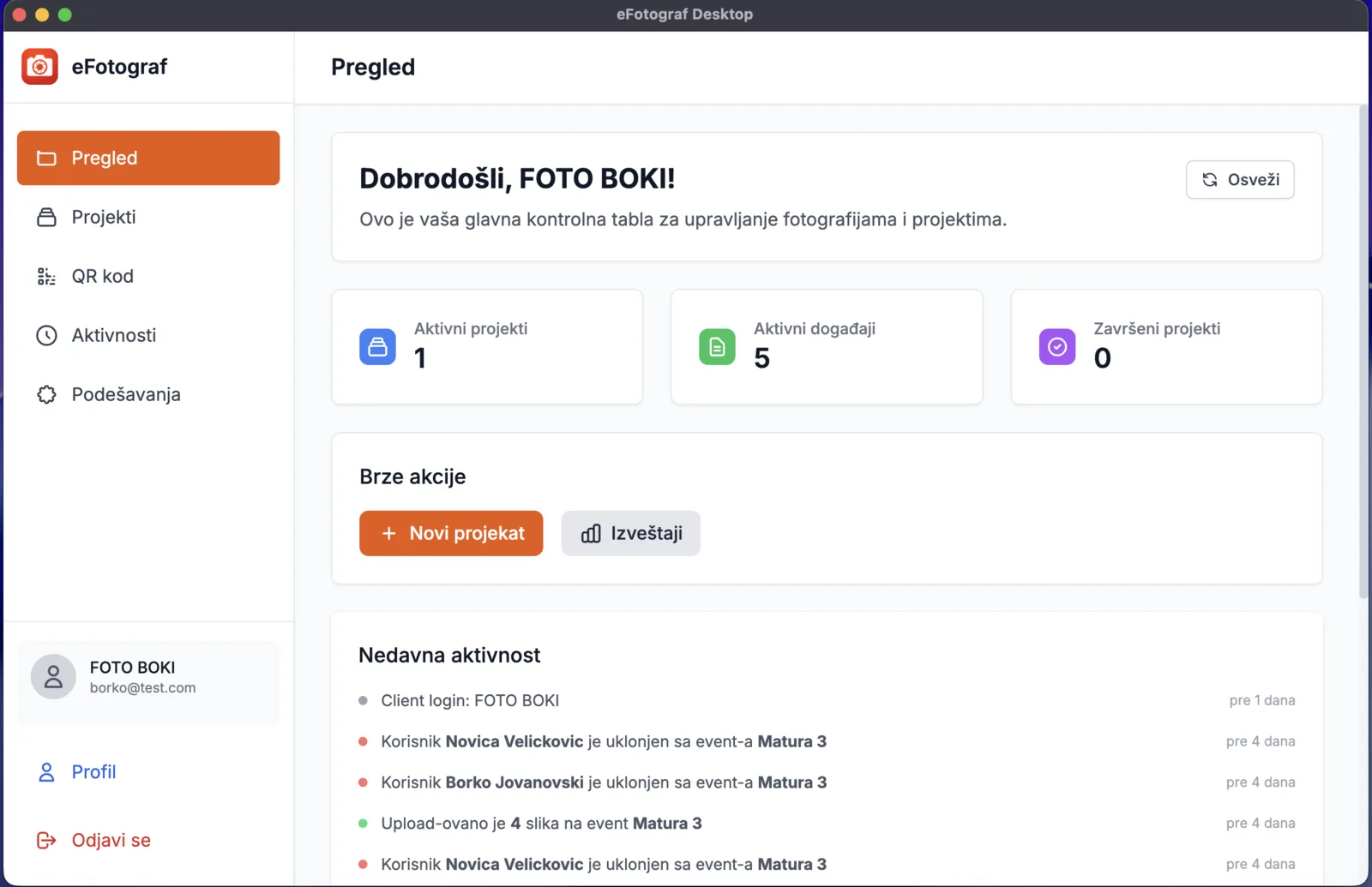 eFotograf Desktop aplikacija - pregled